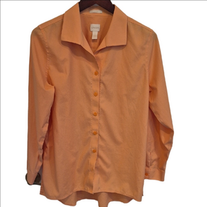 Chico's No Iron Cotton Peach Button-Up Long Sleeve Blouse Chico's Size 1